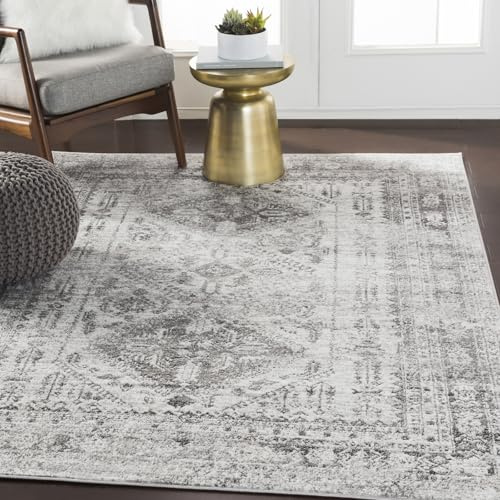 Livabliss Neelam Habana Vintage Rug, Living Room – 200x275 cm, Grey & White