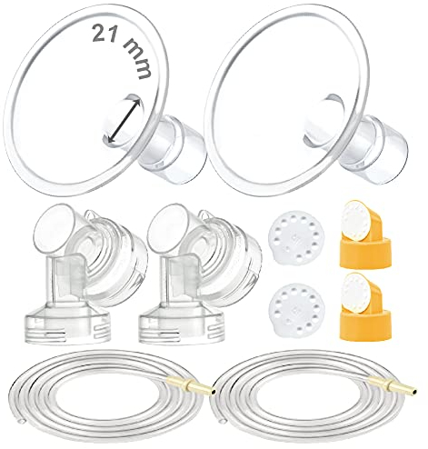 Maymom MyFit Pump Parts Compatible with Medela PersonalFit Medela Breast Pump, Pump in Style Advanced, Lactina, Symphony, Incl Small Breast Pump Flange (21mm) Base Connector Valve Membrane Tube
