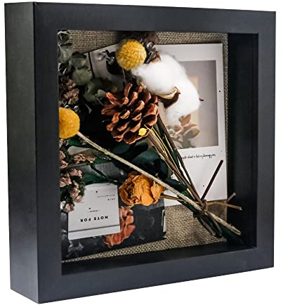 GraduatePro Bilderrahmen zum Befüllen Tief für Objektrahmen Schwarz mit Glas Hochzeit 3D Box Deko Wand Oder Schreibtisch Family Geschenk 20x20 cm