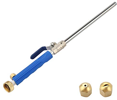 High Pressure Power Washer Wand, Hydro Jet Water Hose Nozzle,Watering Sprayer Cleaning Tool, Wand Lance for Gutter Patio Car Pet Window Glass Blue