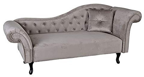 Samt Recamiere Vintage Sofa 185cm Grau Samtsofa Luxus Liege Ottomane Daybed Chaiselongue fha207 Palazzo Exklusiv