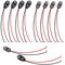 WJUAN 10 Pcs 9V Battery Clip Connector with 15 cm Connection Cable for 9v Blocks I- Shape Plastic and Leather Battery Snap Connector (Black)