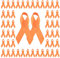 Wandic Lot de 100 broches en forme de ruban en satin - pour sensibilisation au cancer du rein, à la leucémie, à la sclérose, à la violence armée - Orange - 7,5 x 4 cm