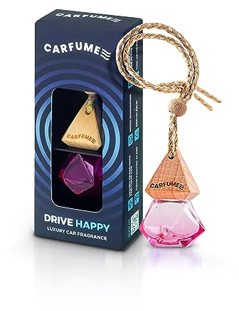 Carfume Original Dark Opium Car Air Freshener | Premium Floral Mix, Musk & Vanilla Fragrance | Luxury Pink Recyclable Scented Diffuser For Women - Odour Eliminator - UK Made Car Accessories