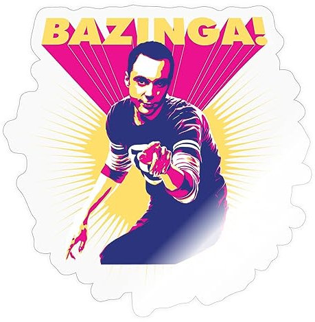 Spreadshirt The Big Bang Theory Sheldon Bazinga Sticker Aufkleber, 10 x 10 cm, Transparent glänzend