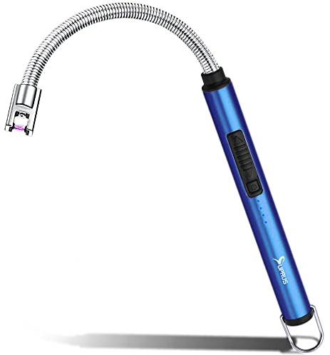 SUPRUS Candle Lighter Electric Flameless Lighter Rechargeable USB lighter With Safe Button (Dark Blue)