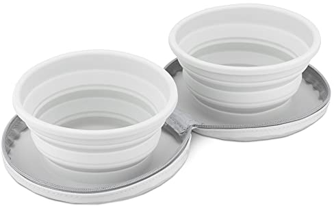 Navaris 2X Reise Hundenapf Katzennapf faltbar - Futternapf Set für Hunde und Katzen - 2X Futterschüssel Fressnapf - 2 Stück Silikon Napf mit Tasche