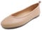 Feversole Women's Soft Cushion Comfort Round Toe Pumps Elastic Adjustable Ballet Flats Flexible Walking Shoes Light Tan Napa Size 3.5 UK