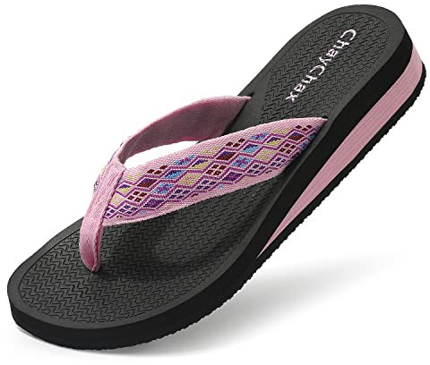 ChayChax Infradito Donna Zeppa Sandali da Spiaggia Leggero Ciabatte Estive Pantofole all’Aperto Antiscivolo, Rosa, 37 EU
