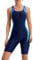 Veranohub Damen Boyleg Einteiliger Badeanzug Knielang Athletisch Racerback Badeanzüge Konservativer Schnitt(Marine/B,EU42)