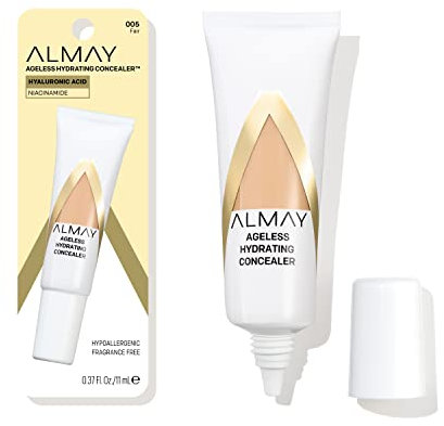 Almay Anti-Aging Concealer, Face Makeup with Hyaluronic Acid, Niacinamide, Vitamin C & E, Hypoallergenic-Fragrance Free, 005 Fair, 0.37 Fl Oz (Pack of 1)