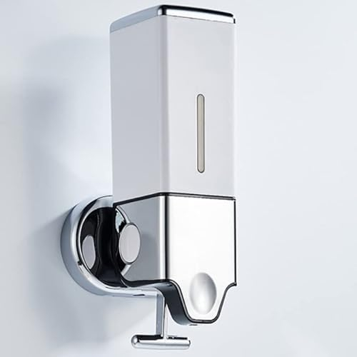No Drill Manueller Presskopf an der Wand befestigter Seifenspender, Dusch- und Lotionspender für Zuhause, Bad, Küche, Hotels, Restaurants (Weiß, 500ml)