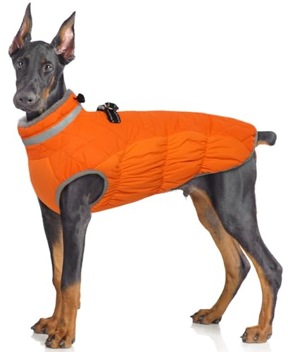 Hjumarayan Hundemantel für Kleine Mittelgroße Grosse Hunde, Hundemantel Winter Warme Wintermantel Hund Hundejacke Wasserdicht Hunde Mantel Gefüttert, Outdoor Hundemantel Labrador (Orange XL)