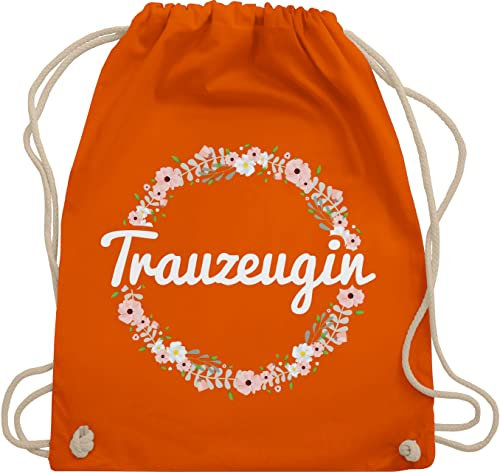 Shirtracer Turnbeutel Rucksack - JGA Junggesellenabschied Frauen - Trauzeugin - Blumenkranz - Unisize - Orange - hen party accessories brauttaschen jungesselnabschied bridemaid stoffrucksack