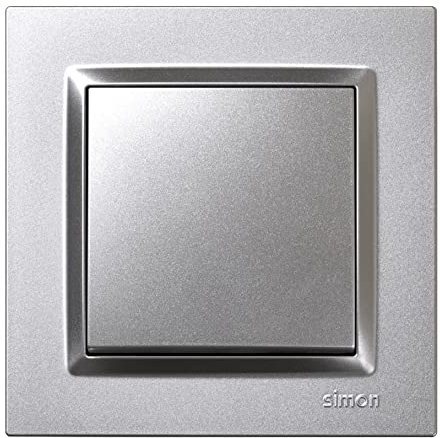 SIMON - Interruptor Conmutador, Serie Simon 10, 230V, Interruptor de Pared Interior, Fácil de Instalar, Incluye Marco, Tapa y Mecanismo, Color Aluminio