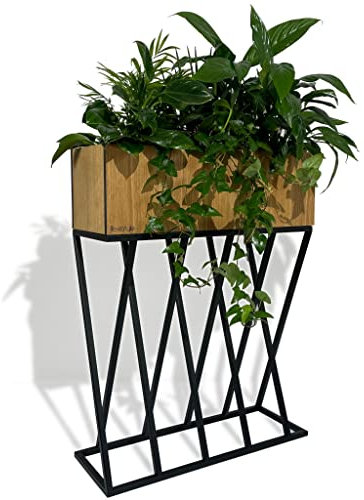 FLEXISTYLE Blumenbeet Shape Oak Eiche Holz Metall loft Indoor Industrial 62x22x80 cm