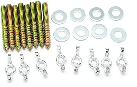 Pro Bamboo Kitchen Hanger Bolts 1/4-20 x 2 Double Head Dowel Screw with Wing Nuts for Wood Furniture