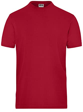 James & Nicholson Herren Bio Workwear-T Stretch - Elastisches T-Shirt aus Single-Jersey | Farbe: red | Grösse: XL