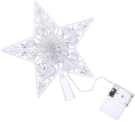 LABRIMP 1 Stück Weihnachtsbaumspitze Lichter Stern Dekor Weihnachtsdeko Außen Dekor Stern Christbaumspitze Dekorationen Stern Baumkrone Licht Weihnachtsdekorationen Sternförmige Lampe