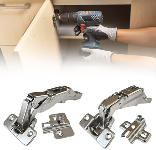 Evotrade 2x Cerniere Mobili Anta Scolapiatti Apertura 180° (reali 165) A Scatto + Variante Ammortizzata - BASETTE INCLUSE (Ammortizzata)