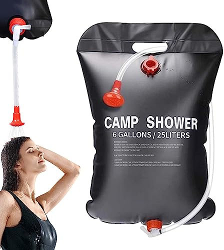 Campingdusche, Duschtasche mit Solarheizung, mit umschaltbarem Kopf – Reisezubehör für Campingduschtasche, wasserdicht, Campingduschtasche, faltbar