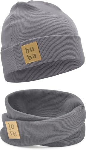 Bubalove - Mütze und Schal Set - Baumwollmütze - Kragen für Baby - Baumwollmütze und Halswärmer - Strickmütze - Mütze und Schals - Kinder Kindermütz