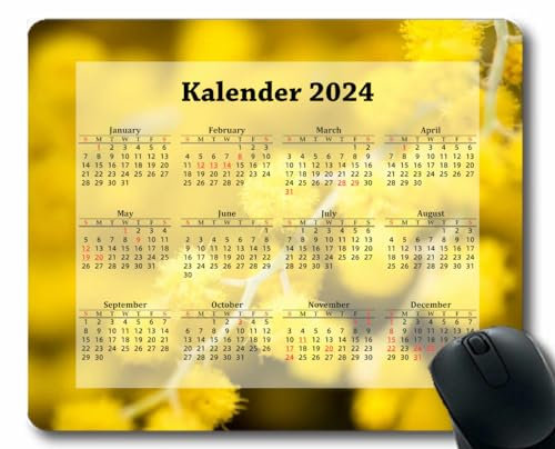 YENDOSTEEN Mauspad mit Kalender 2024,Windlinien Wellen weißes Licht rutschfeste Gummi-Mauspads für Bürocomputer,Laptop Kalender 1265