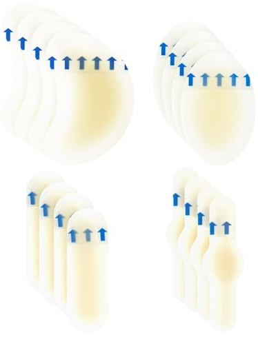 Clundoo Blasenpflaster, 16 Stück Hydrokolloid Pflaster, Wasserdicht Gel Pflaster, Ferse Blasenpflaster, Linderung von Reibungsschmerzen Finger, Zehen, Vorfuß, Ferse