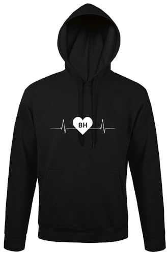 shirt84 Bühl Bra Number Plate Heartbeat Men's Hooded Hoodie, black, XXL