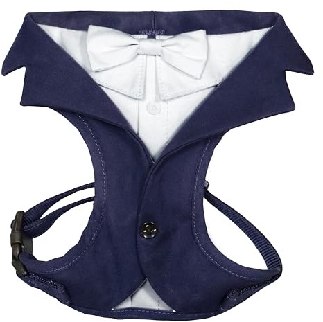 Croci Ceremony Groom Hundegeschirr für Männliche Hunde, für Hochzeiten, Smoking, verstellbar, Blau, Größe L / 48-75 cm