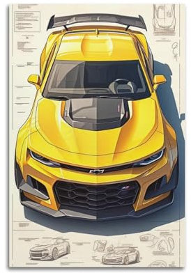YRNQ Camaro ZL-1 Poster mit amerikanischem Muskelauto, dekoratives Gemälde, Leinwand, Wandkunstwerk, 40 x 60 cm