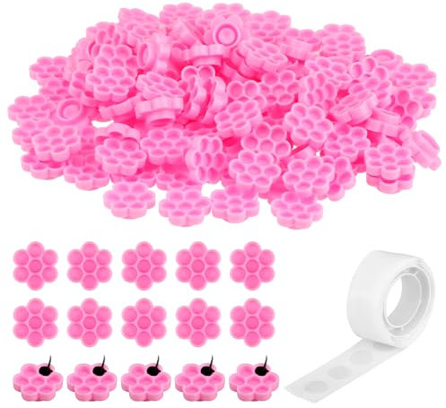 100 Pieces Eyelash Extension Rings Holder with Lash Extension Tape Glue Holder Lash Extension Glue Ring, Lash Glue Holder Flower Cup Lash Rings for Glue, Flower Glue Cup for Eyelash Extension