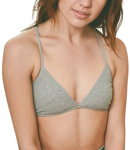 Generic Cotton Bras for Women Non Wired, Sexy Solid Color Triangle Bra Ribbed Cross Back Spaghetti Strap Bra V Neck Unpadded Bra Ladies Seamless Bras for Women UK Women's Underwear Bralette Sale Grey