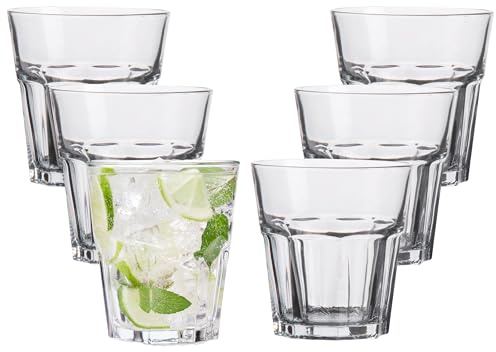 6-tlg. Set Trinkgläser 270 ml Wassergläser - Klassische Trinkgläser | Saftgläser - Limogläser - spülmaschinenfest - Whiskeygläser - Wasserglas