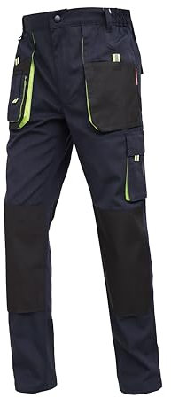 Work Idea Pantaloni da lavoro da uomo, con tasche per ginocchiere, tessuto Oxford in tela resistente, Marina, M