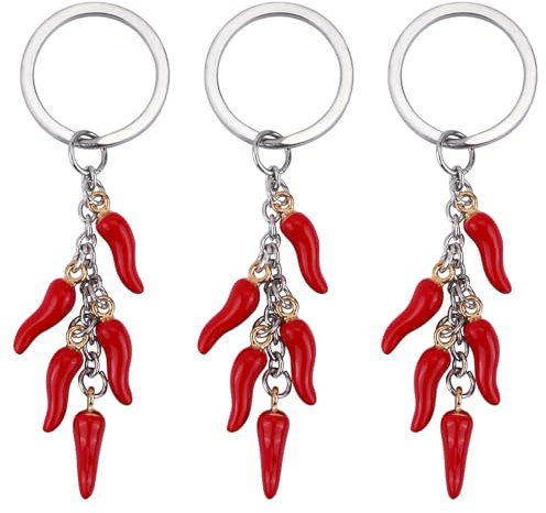 WEWAYSMILE 3 Stück Italienischer Roter Schlüsselanhänger Italienischer Horn Anhänger Schlüsselanhänger Für Handtasche Schultasche Schlüsselanhänger Autozubehör