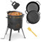 Ø36cm Uchag 2mm stahl Utschak mit Gusseisenpfanne Bräter mit Deckel-Grillpfanne aus Gusseisen Schmortopf Feuerstelle Utschag Campingofen Grillfächer Pfannenwender Feldküche Außenküche