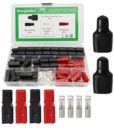 20 Pair 30A Quick Disconnect Terminals Connectors 1.5-4mm² (12-14 AWG) Battery Connector Modular Power Connector with PVC Flame Retardant Connector Sleeve Cover