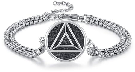 TRISHULA Anonyme Alkoholiker Armband 925 Sterling Silber Nüchternheit Erholung Symbol Armbänder AA Armband Anonymous Armbänder AA Schmuck Nüchternheit für Männer Herren