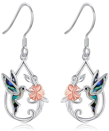 DAYLINLOVE Hummingbird Earrings 925 Sterling Silver Bird Earrings Dangle Hummingbird Jewellery Gifts For Women