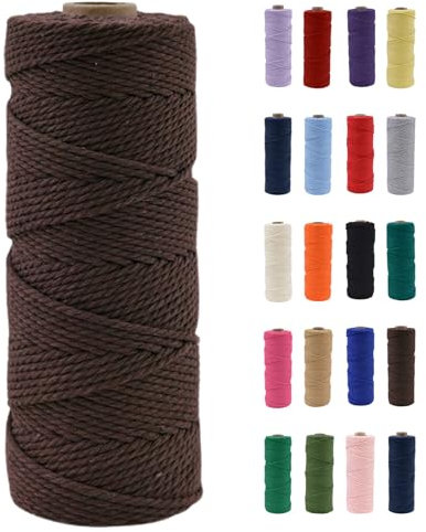 POPOYU Cordoncino macramè da 2 mm, 100 m, in cotone naturale macramè, senza sostanze chimiche, per fai da te, macramè, confezioni regalo, decorazioni natalizie per matrimoni