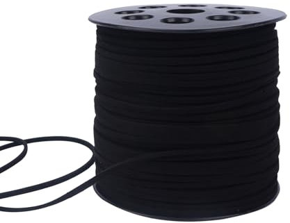 Luabue 1 Rouleau Cordons en Cuir 2mm x 90m Cordon en Daim Synthétique Cordon en Cuir Ficelle Cuir pour Collier Bricolage Bracelet Artisanat (Noir)