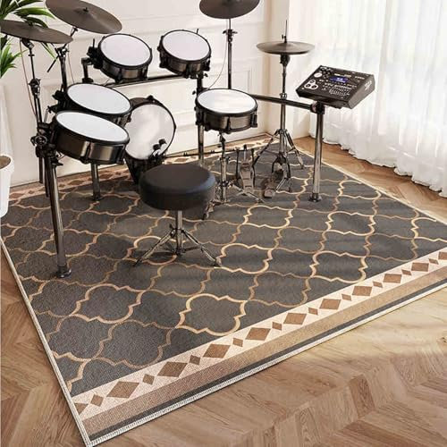 Tapis Batterie Tapis de Tambour Insonorisé Moquette Antidérapante Tapis pour Batterie Acoustique Grosse Caisse Claire Batterie électronique Kits Instruments de Musique Tapis de Sol 200 x 160 cm