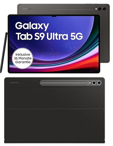 Samsung Galaxy Tab S9 Ultra AI-Android-Tablet, 5G, 512 GB / 12 GB RAM, MicroSD-Kartenslot, Inkl. S Pen, Simlockfrei ohne Vertrag, Graphit+Keyboard Cover, Black