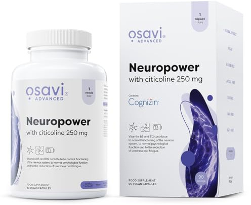 Osavi Neuropower with Citicoline 250 mg – 90 Vegan Capsules | Supports Nervous System & Psychological Health | Includes Cognizin® Citicoline, L–Theanine, Coenzyme Q10, B6 & B12 for Mental Clarity