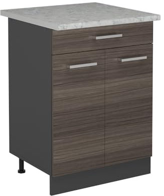 Vicco Küchenunterschrank R-Line, Schubladenschrank für die Küche, Edelgrau, 60 cm AP Marmor