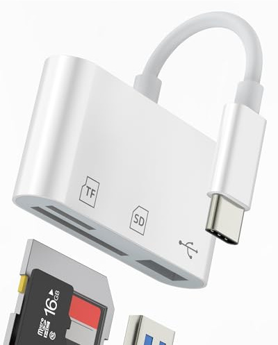 Kartenleser USB C auf SD Adapter USB OTG Kabel für iPhone16 15 Pro Max Micro SD Card Reader für Apple Typ C Kamera Memory TF Speicher MacBook für iPad kompatibel mit Samsung S24 S23 Android