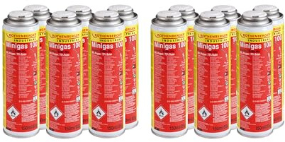 Rothenberger Industrial 12x Minigas Gaskartusche 150 ml / 85 g | 7/16“ EU | Gasgemisch: 30% Propan, 70% Butan
