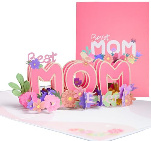 AEYAKA Muttertagskarte & Geburtstagskarte für Mama – Besondere 3D Pop-Up Grußkarte mit filigranem Papierschnitt, Geschenk zum Muttertag & Geburtstag Rot