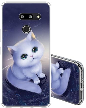 JEZSTHAI Handyhülle Kompatibel mit LG G8 / LG G8 ThinQ Hülle Silikon Transparente Stoßfeste Kratzfeste Anti-Gelb Weiche Dünne TPU Rückseite Schutzhülle,Süße Katze 04